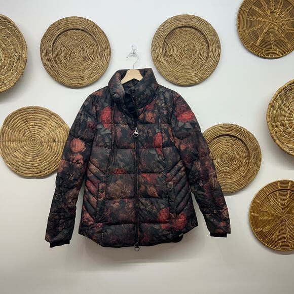 $229 Athleta Downtown Jacket Puffer Coat Large Flower Floral Winter Zip Up - Picture 2 of 8